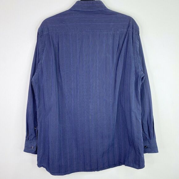 BCBG Maxazria Modern Fit Striped Button Front Up Shirt Top Size Large L Mens - Picture 2 of 8